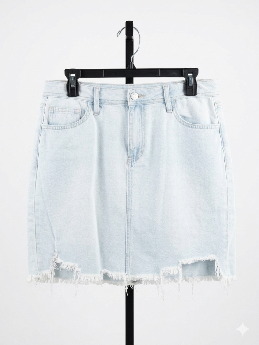 YMI Light Blue Distressed Denim Mini Skirt